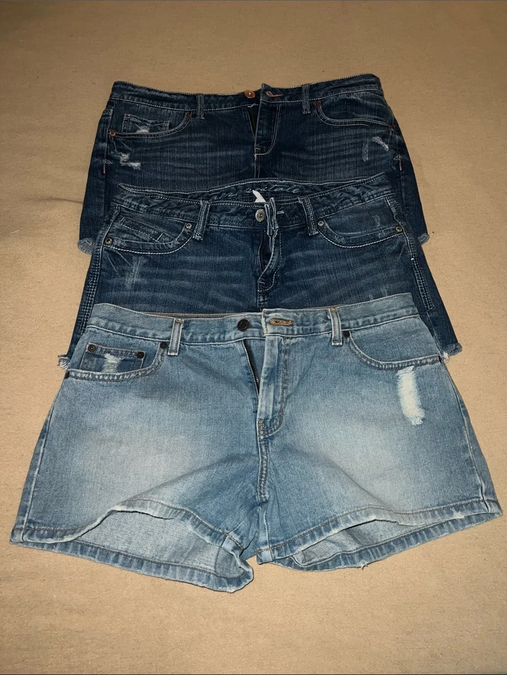 Y2K vintage Denim Shorts Trio - Light & Dark Blue Women's Jean Shorts size 11/12